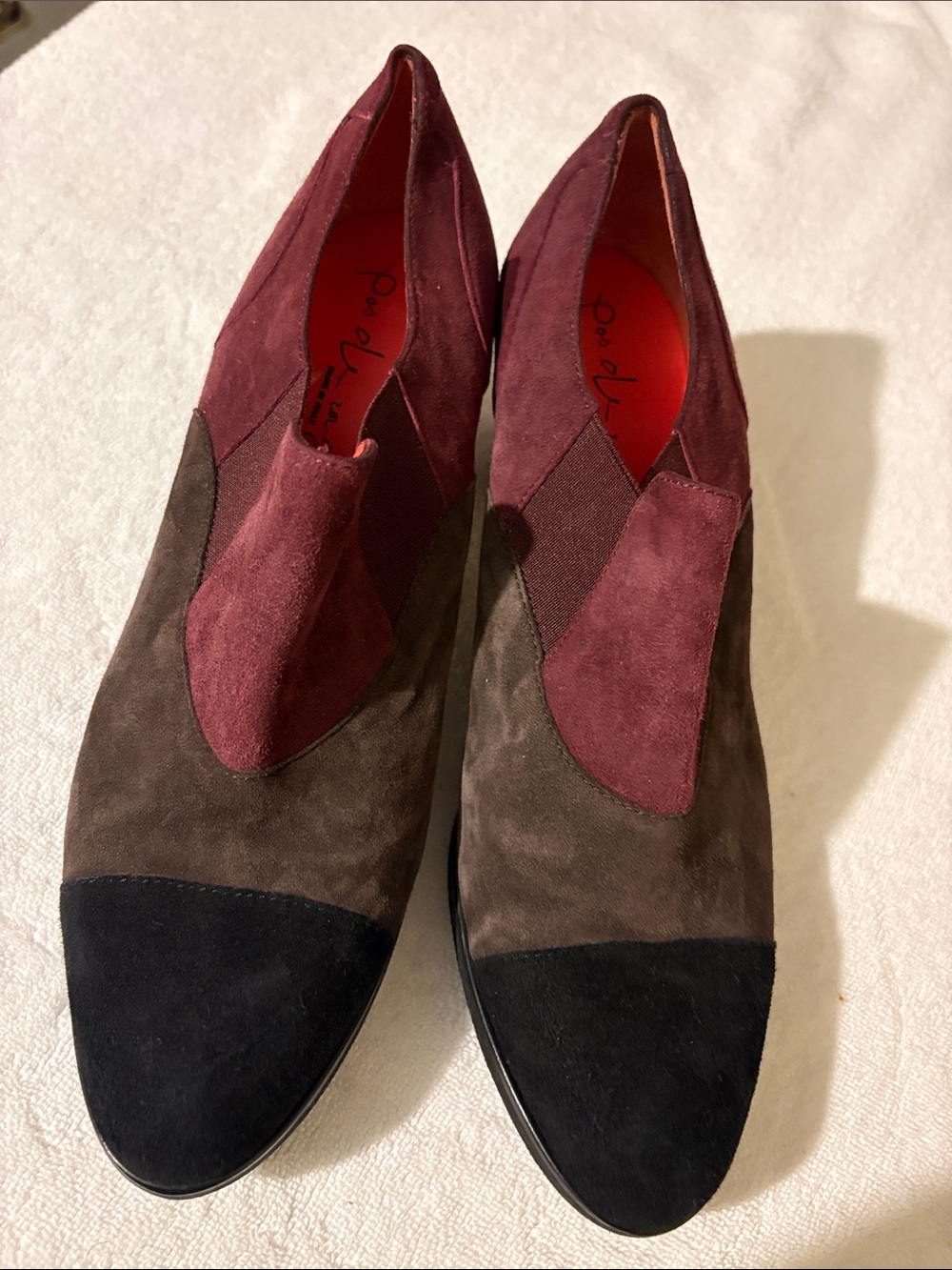 Women’s Suede Ankle Booties in Burgundy, Brown & Black